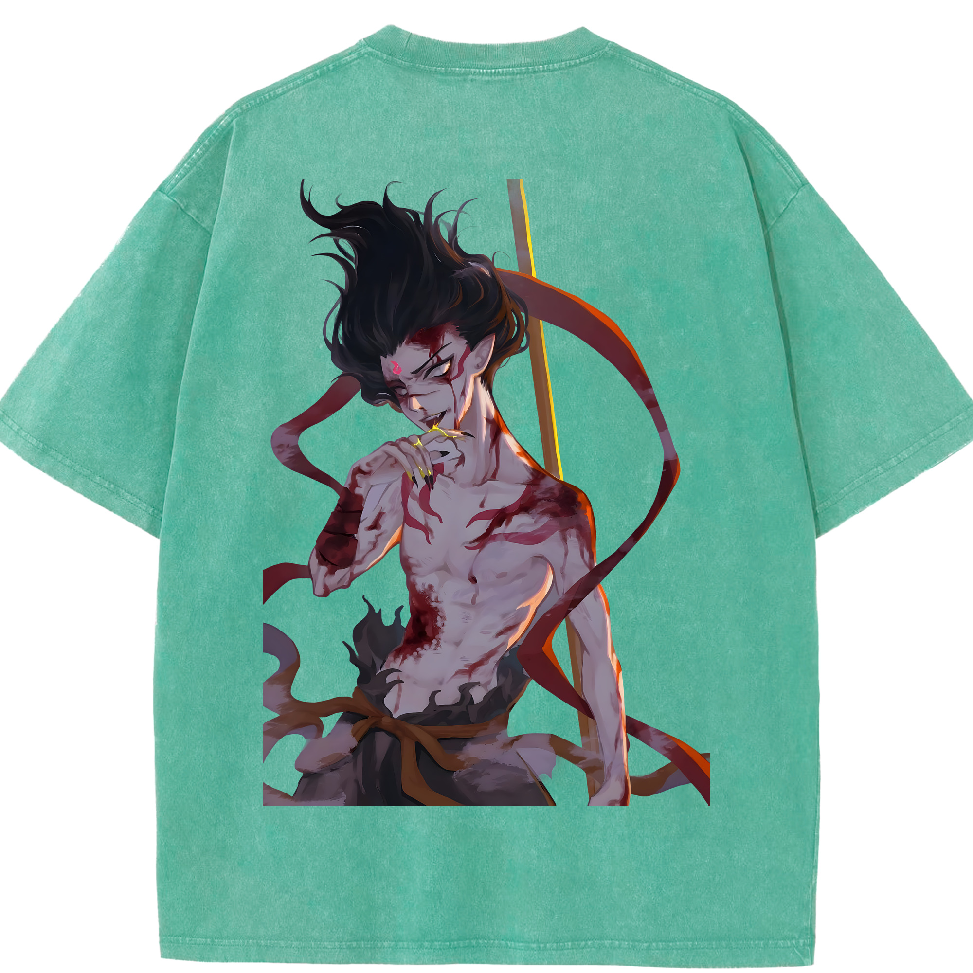 （画像用） Ne Zha 2 ナタ 魔童の大暴れ 綿100% ヴィンテージ風 半袖Tシャツ（背面プリント）